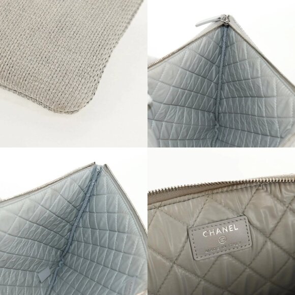 CHANEL Clutch Bag Canvas Gray CC Auth 148530M - Picture 14 of 14